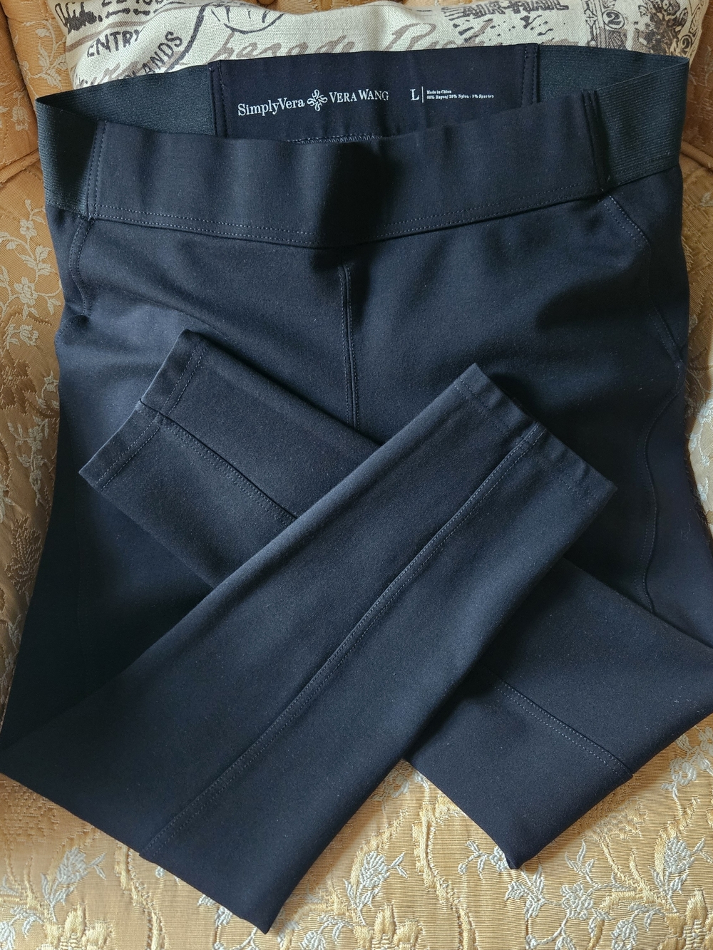 Simply Vera Vera Wang Black Ponte Stretch Leggings Sz L